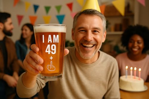49 + 1 Funny 50th Birthday Pint Glass - 16 oz Beer Gift for Men and Women