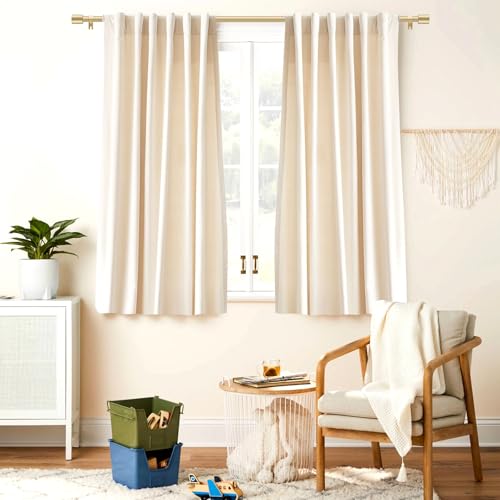 Gold Adjustable Curtain Rod for Windows, 28-48 Inch Heavy Duty 5/8 In