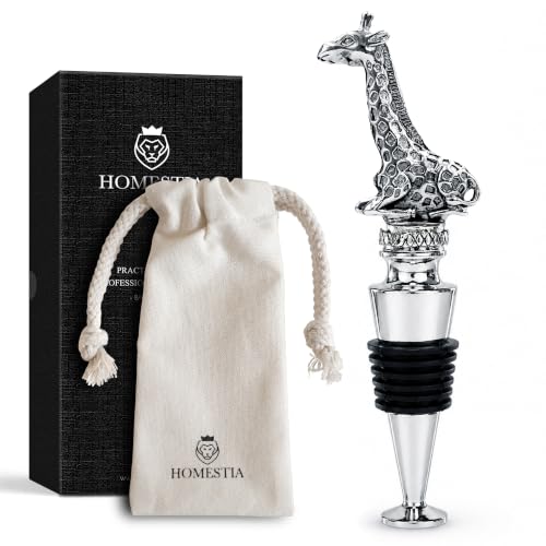 Homestia Giraffe Wine Bottle Stopper - Reusable Safari Animal Barware Accessory