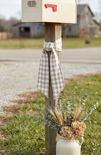 Brown Buffalo Check Wreath Sash 2-Pack - 5.12 x 54 Inch Farmhouse Plaid Ribbons