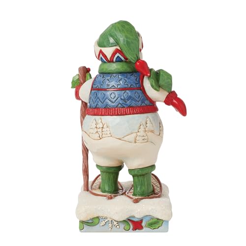 Jim Shore Snowman Figurine with Snowshoes - Holiday Resin Decor, 7 Inch