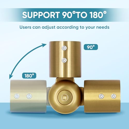 Adjustable Corner Curtain Rod Connector for 1-Inch Bay Windows, Gold