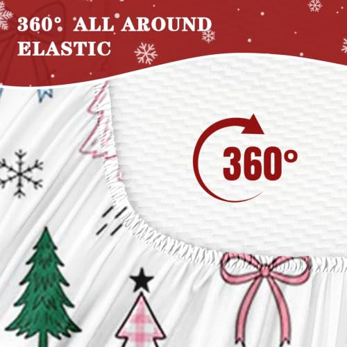 Pink Christmas Tree Twin Zipper Bedding Set - Kids All-in-One Bed Comforter & Sheets