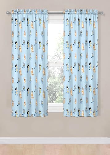 Kids Window Curtains 4-Piece Set with Tiebacks, 42" x 63", Blue