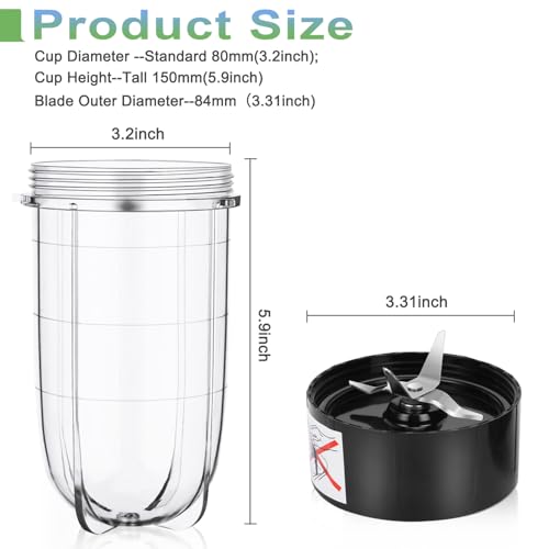 16oz Blender Cup and Stainless Steel Cross Blade Replacement Set