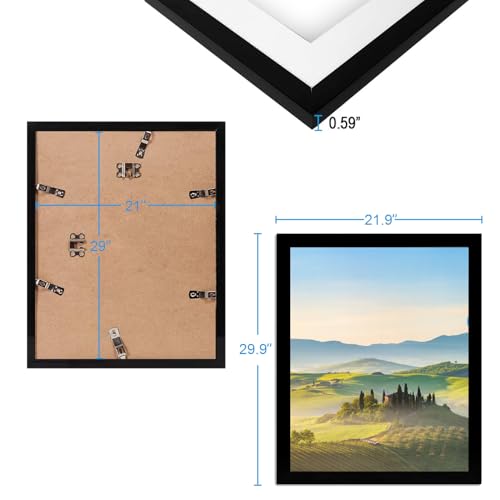 21x29 Black Picture Frame with Clear Plexiglass - Wall Hanging Poster Frame