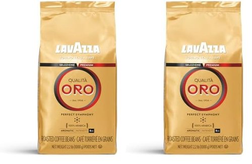 Lavazza Qualità Oro Whole Bean Coffee - Medium Roast, 100% Arabica, 2.2 lb (Pack of 2) | Fruity & Aromatic