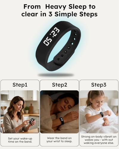 Vibrating Alarm Clock Watch for Heavy Sleepers - Silent Wake Up Wristband
