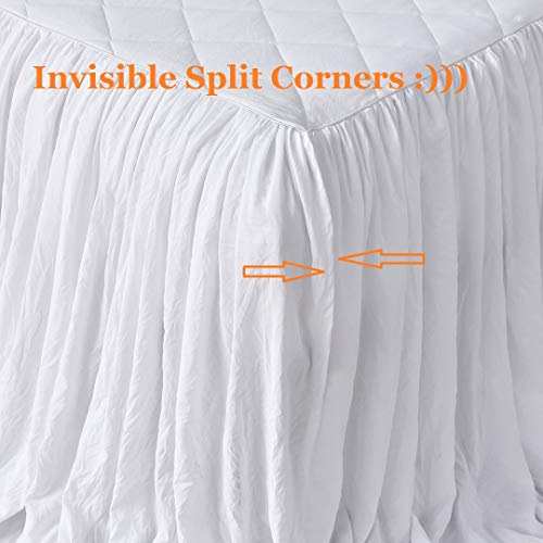 White Ruffle Skirt Bedspread Set - Queen 3-Piece Farmhouse Bedding