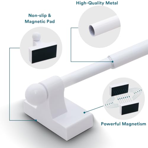 Magnetic Curtain Rods for Metal Doors, 16-28 Inch, White - 2 Pack