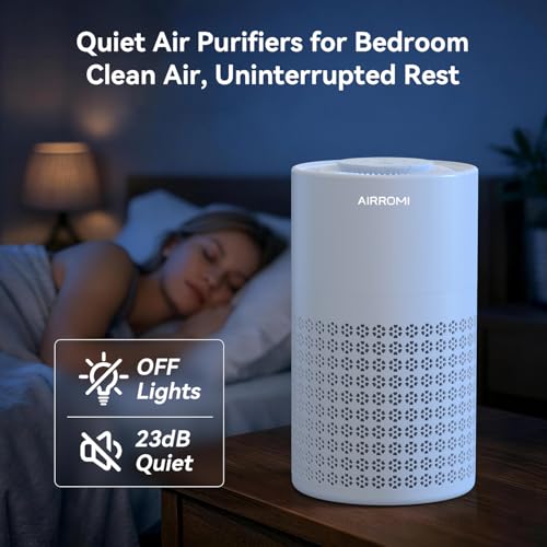 AIRROMI Blue Air Purifier for Bedroom & Home with HEPA Filter, Pet Odor & Allergen Removal, Covers Up to 990 sq ft