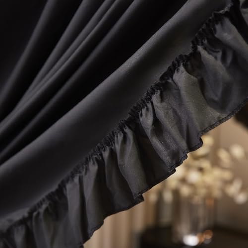 Black Canopy Bed Curtains - Queen Size Breathable Microfiber Drapes
