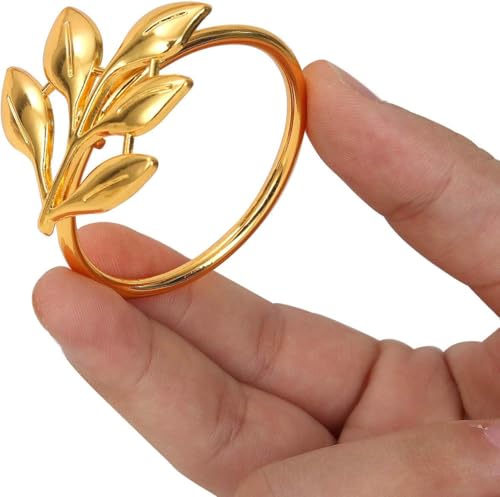 Ye Zi-Gold 50 Leaf Napkin Rings Set - KPOSIYA Napkin Holder, Wedding & Thanksgiving