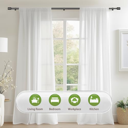 Edidonson Adjustable Black Curtain Rods 30-90 Inch Spliced Window Rod