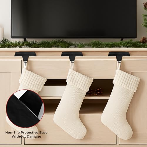 Weighted Christmas Stocking Holders for Mantle - Set of 6 Metal Hangers