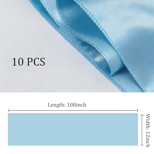 Wedding Satin Table Runner Baby Blue 12 x 108 Inches 10 Pack (JKDMJF)