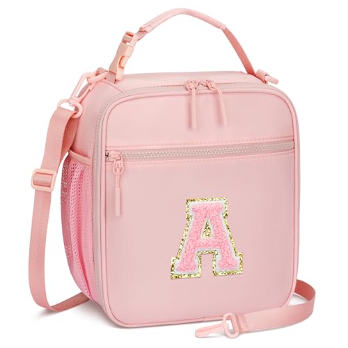 Kids Initial Insulated Lunch Bag - Reusable Leak-Proof Lunch Box for Girls