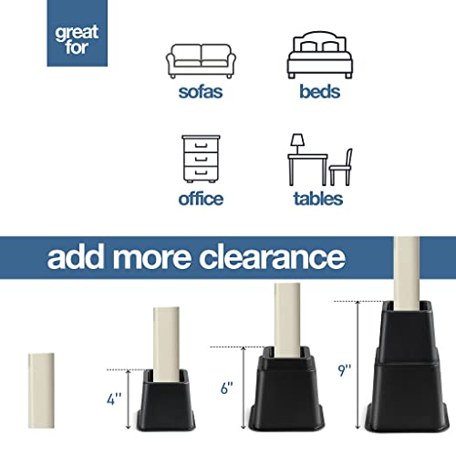 Heavy Duty Adjustable Bed Risers - Stackable 3, 5, or 8 Inch Furniture Lifts