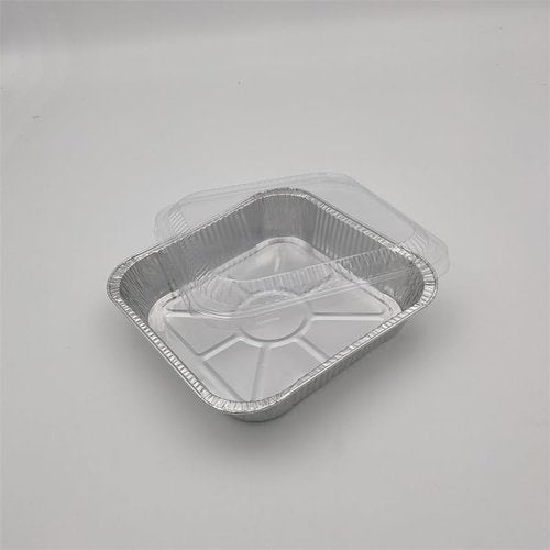 300-8x8 Aluminum Square Baking Cake Pans - Heavy Duty Disposable Food Containers with Clear Dome Lids