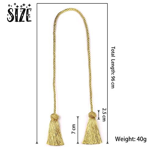 2 Pack Handmade Rope Curtain Tiebacks with Tassels, Adjustable Holdbacks