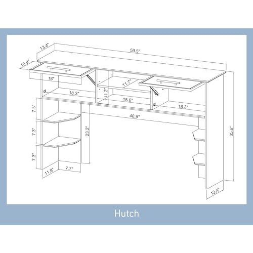 Realspace Koru 60-inch Wooden Desk Hutch with Adjustable Shelves