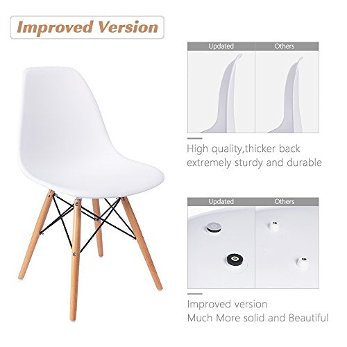 Modern Mid-Century Dining Chairs, Ergonomic Plastic Side Chairs - Set of 4