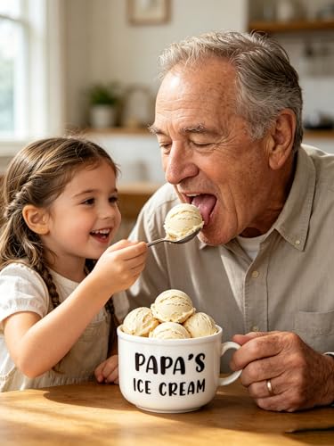 Papa's Ice Cream Bowl Gift Set with Spoon - Father's Day, Birthday, Grandpa Gift