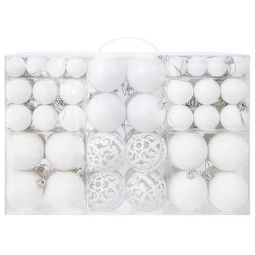 Shatterproof 100-Pack Christmas Ball Ornaments Set, 3/4/6 cm White Xmas Tree Decorations