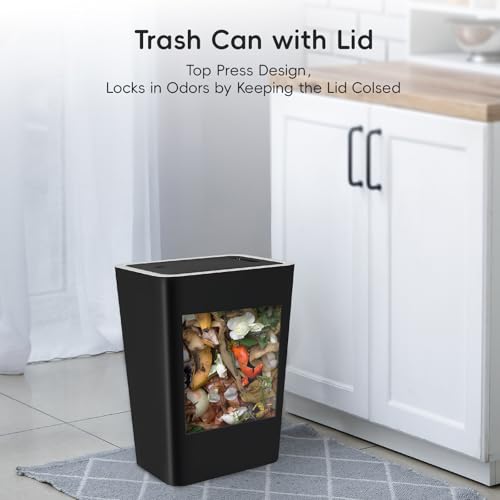 4 Gallon Trash Can 3-Pack with Lid and Bags, Small Garbage Can