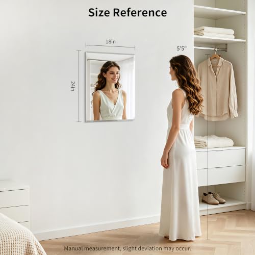 18x24 Frameless Beveled Wall Mirror, Rectangle Vanity Mirror for Bathroom