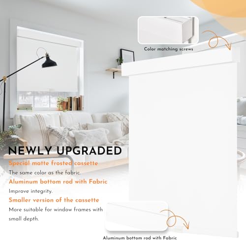 Cordless Blackout Roller Blinds with Valance - 46"W x 72"H, UV Protection & Thermal Insulation