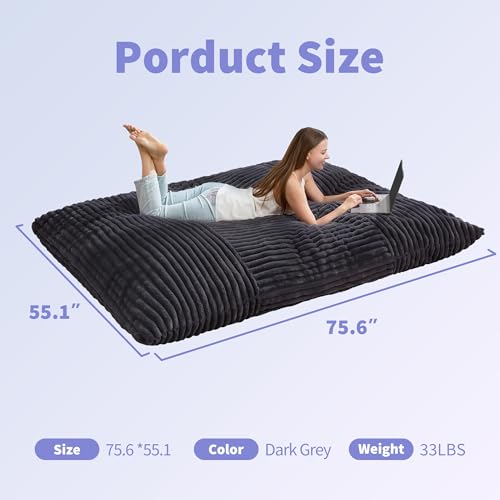 3-in-1 Convertible Bean Bag Chair & Floor Sofa Bed with Washable Cover