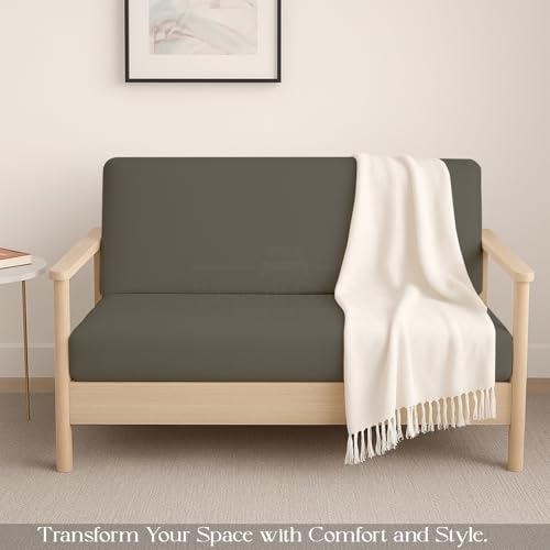 Queen Size Microfiber Futon Cover - Zippered, Machine Washable, Dark Grey
