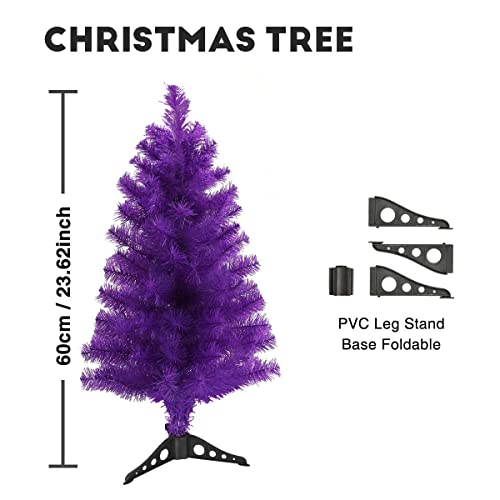 S_SSOY 3ft Purple Unlit Artificial Christmas Tree with PVC Stand - Home & Office Decor