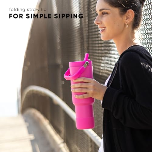 Simple Modern Trek Pivot | 40oz Flip Straw Tumbler with Handle | Water Bottle & Boot | Interchangeable Straw & Chug Lids | Insulated Stainless Steel Jug | Gym Sports Outdoors | Almond Birch