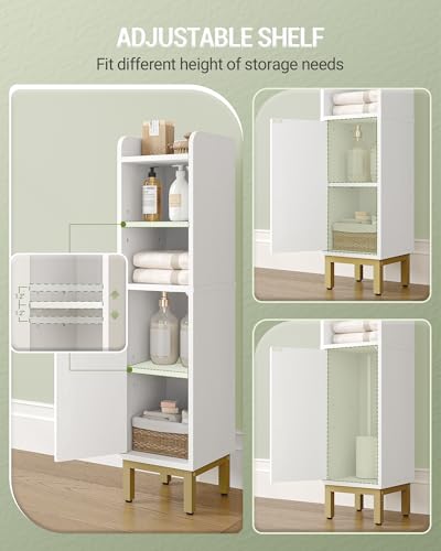 Narrow Bathroom Storage Cabinet with Adjustable Shelf, 33-Inch Tall