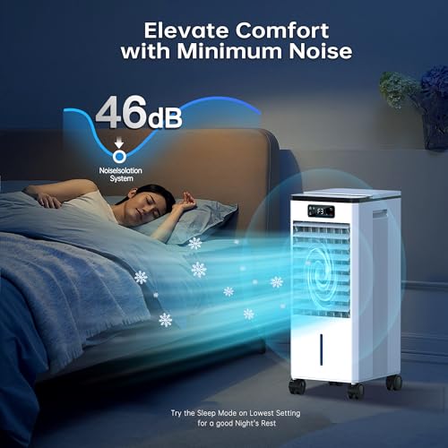Portable Evaporative Air Cooler 4-in-1 Swamp Cooler with 2-Gallon Tank and Remote