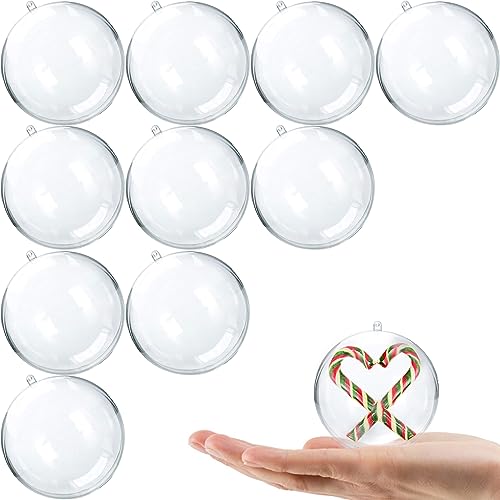 10-Pack 60mm Clear Plastic Fillable Ornament Balls for DIY Crafts