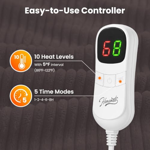 Full Size Heated Electric Blanket, Sherpa Flannel 10-Heat Settings, 72x84"