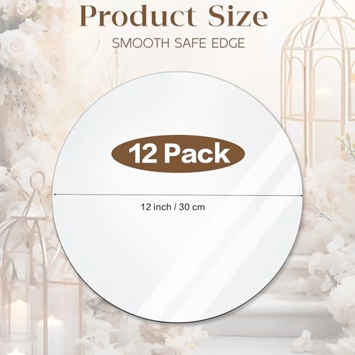 12-Pack 12-Inch Round Mirror Centerpiece Trays for Wedding Table Decor