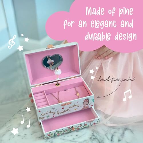 Ballerina Musical Jewelry Box with Spinning Figurine & Storage Organizer