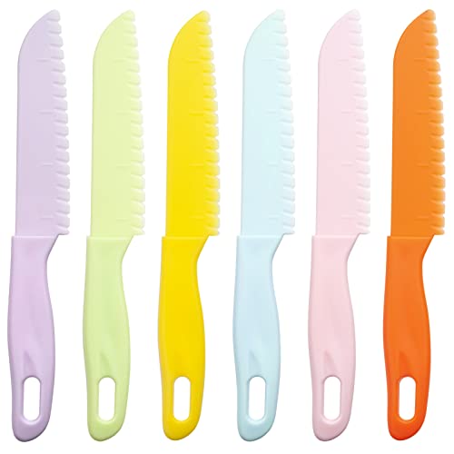 6-Piece Plastic Kitchen Knife Set Safe Serrated Edges for Kids Cooking