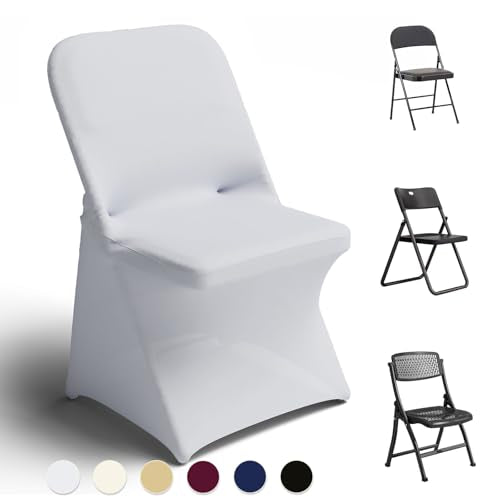 Stretch Spandex Folding Chair Covers - 100 Pcs White for Weddings