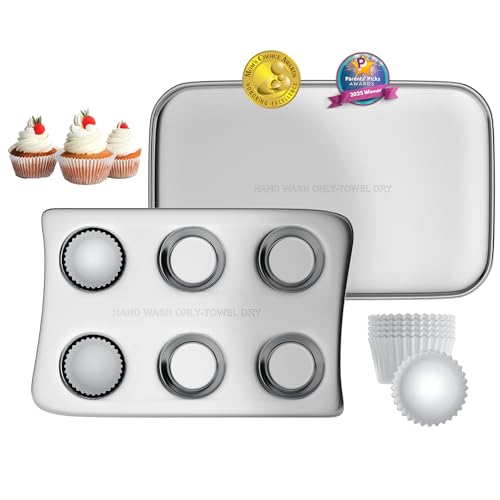 Kids Baking Pan Set with 75 Cupcake Liners, Nonstick Aluminum