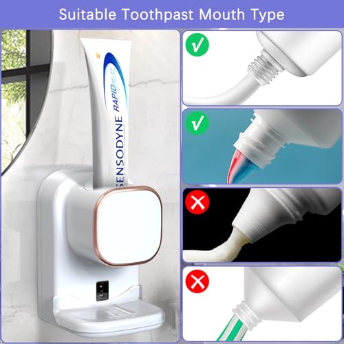 Automatic Touchless Toothpaste Dispenser, Wall Mounted Bathroom Organizer