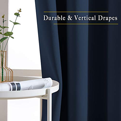 Solid Navy Blackout Curtains, Thermal Insulated Grommet Panels 52x54
