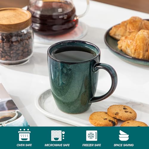 Vancasso Starry Ceramic Coffee Mug Set of 6 - 16 Oz Green Microwave & Dishwasher Safe