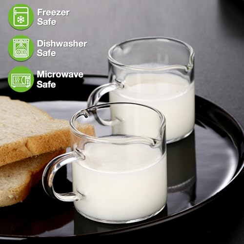 Double Spout Glass Espresso Cups Set of 2, 4 oz Shot Glasses with Handle