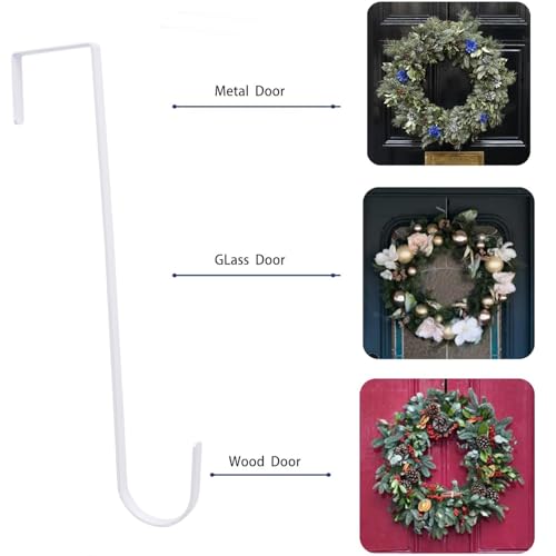 12-Inch White Metal Over the Door Wreath Hanger for Front Door Decor
