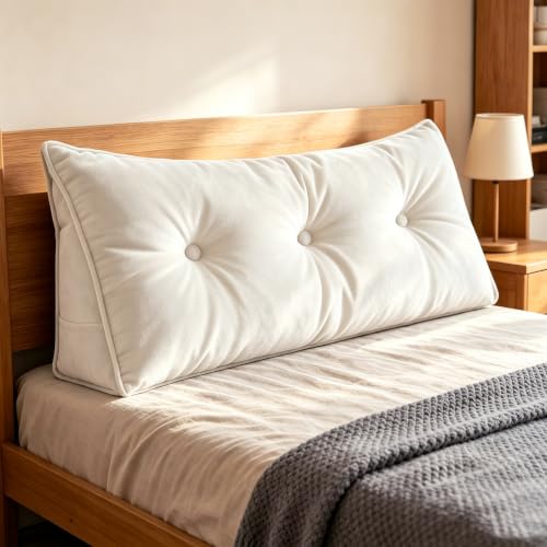 Twin Size Headboard Pillow with Removable Cover - White